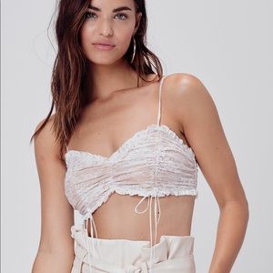 For Love & Lemons Verbena Lace Shirred Tank